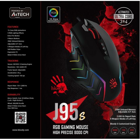 Bloody Mouse Gaming RGB Animation J95S